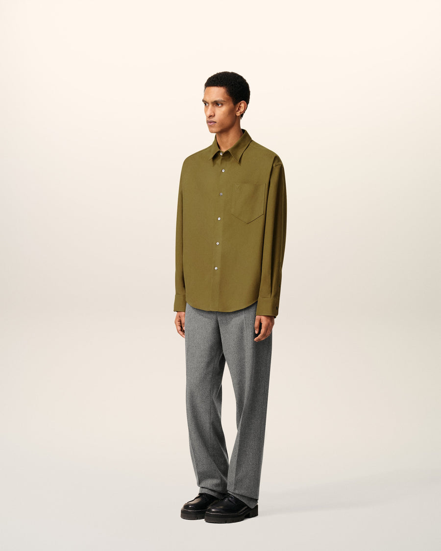 Green Cotton Embossed Ami De Coeur Boxy Shirt