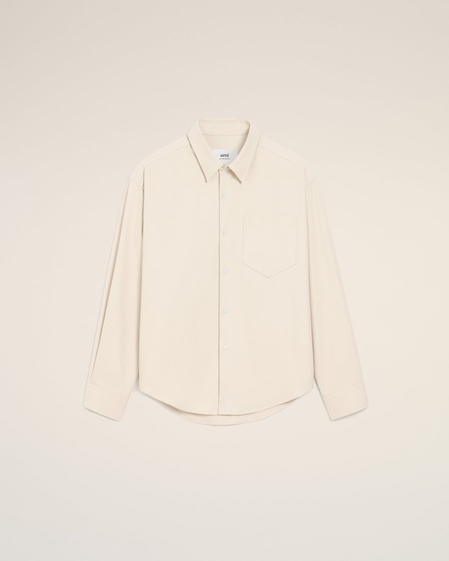 Beige Cotton Embossed Ami De Coeur Boxy Shirt