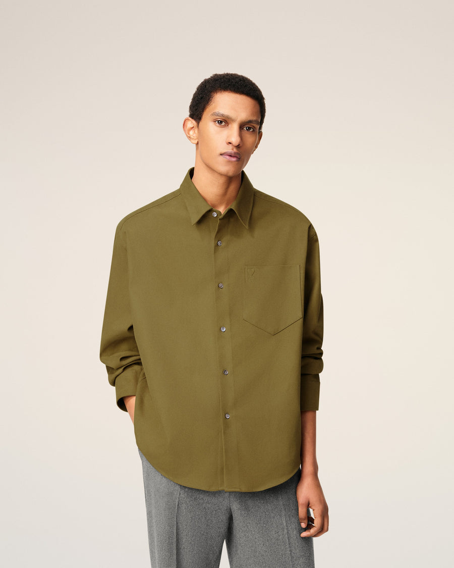 Green Cotton Embossed Ami De Coeur Boxy Shirt