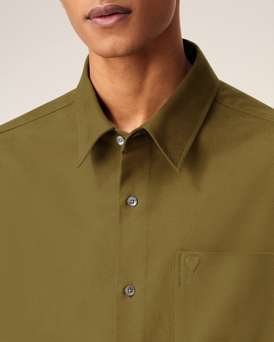 Green Cotton Embossed Ami De Coeur Boxy Shirt