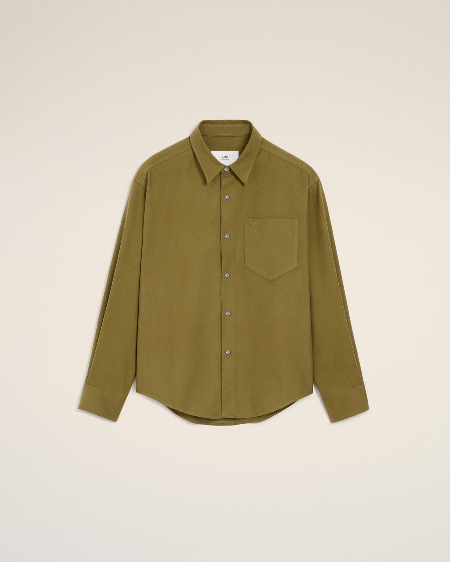 Green Cotton Embossed Ami De Coeur Boxy Shirt