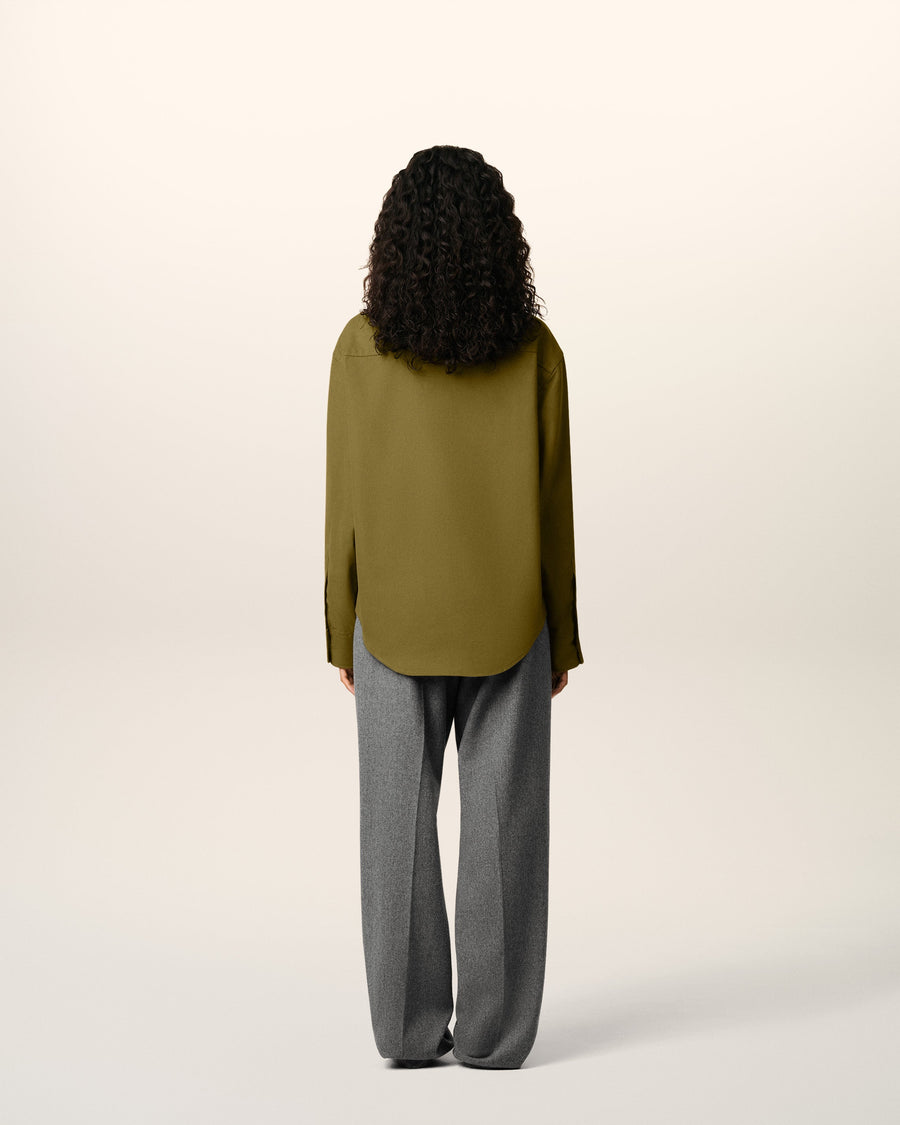 Green Cotton Embossed Ami De Coeur Boxy Shirt