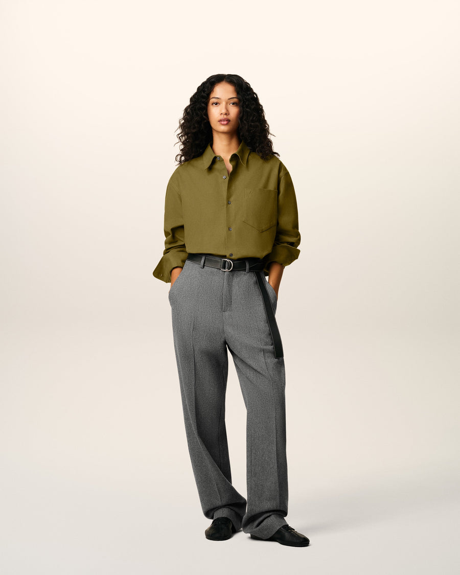 Green Cotton Embossed Ami De Coeur Boxy Shirt