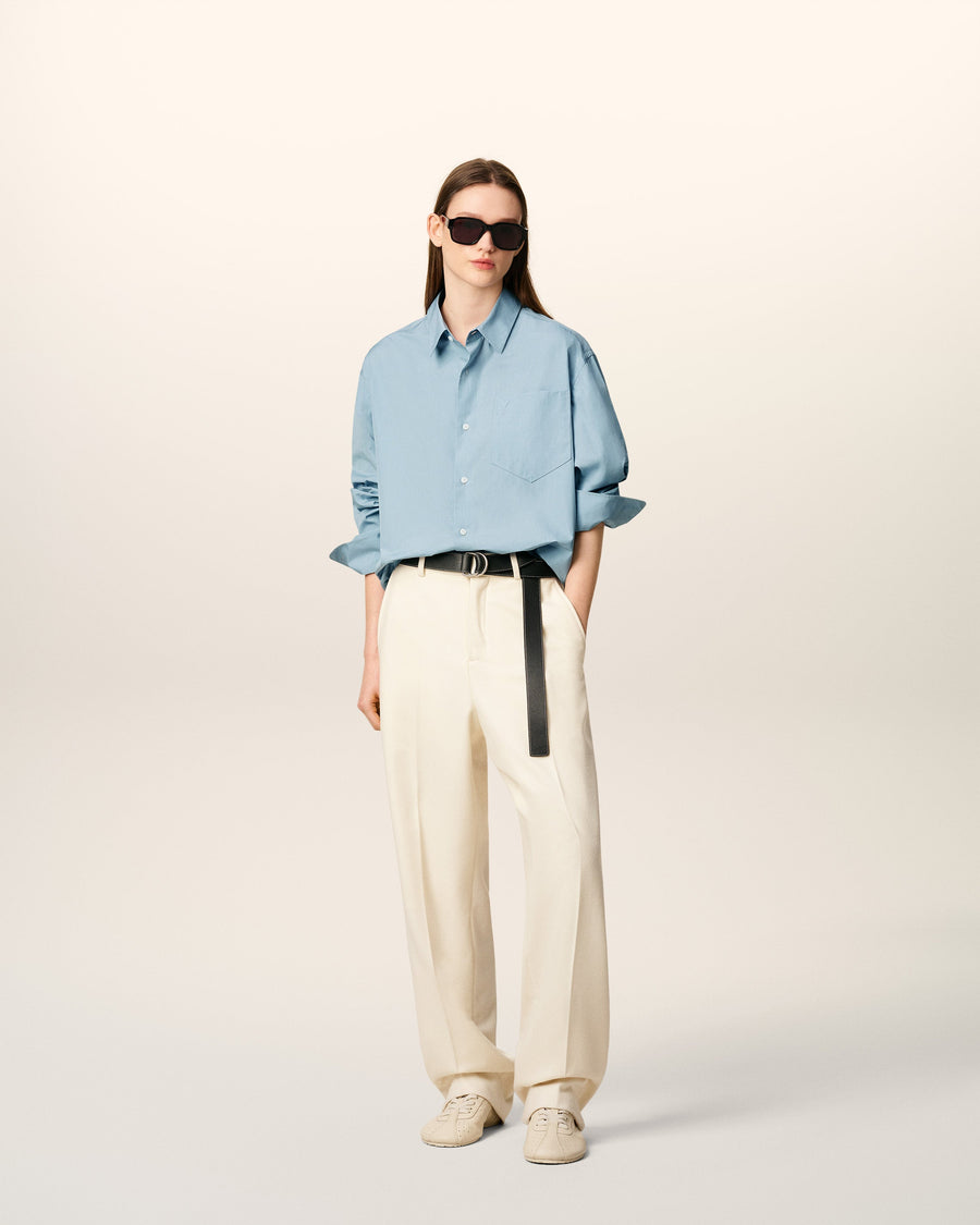 Blue Cotton Embossed Ami De Coeur Boxy Shirt