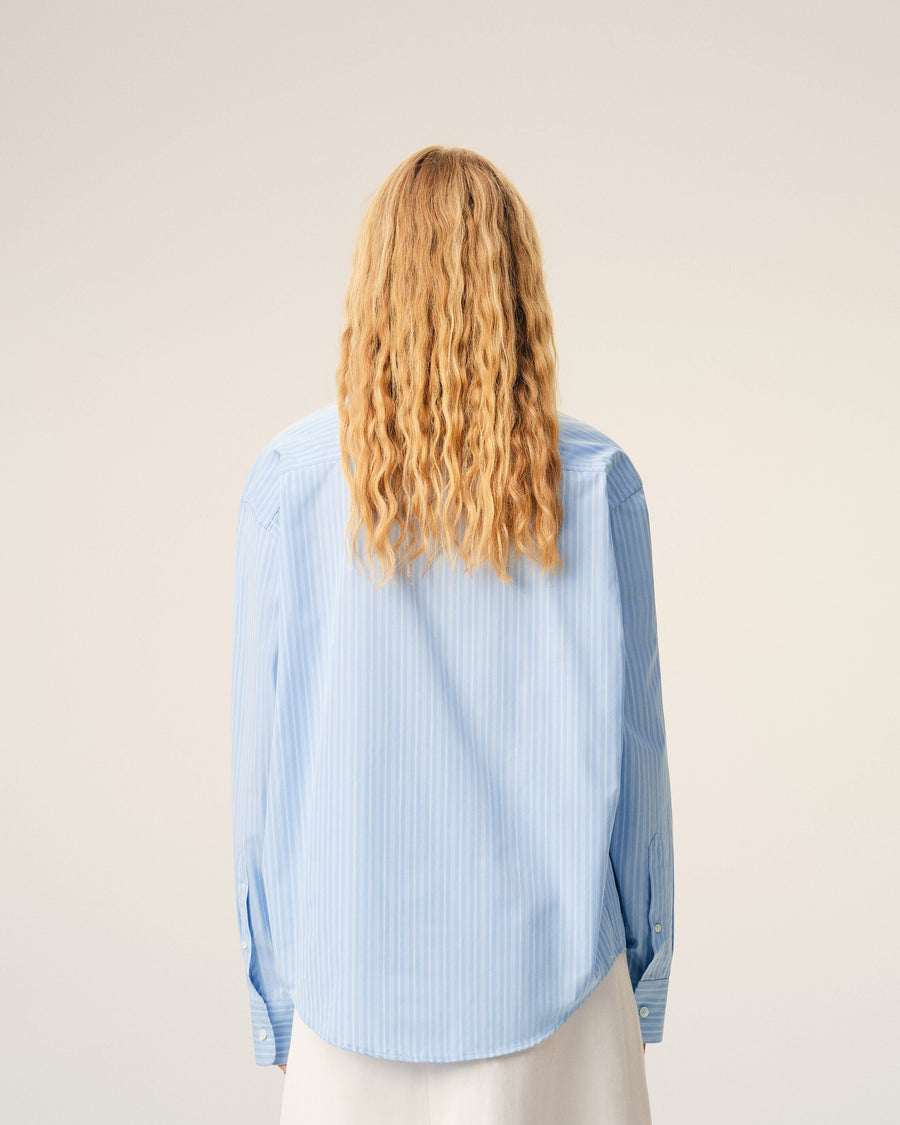 Blue Cotton Long Sleeve Ami De Coeur Boxy Shirt