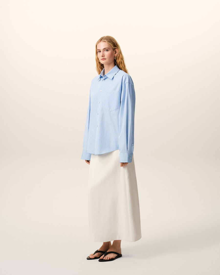 Blue Cotton Long Sleeve Ami De Coeur Boxy Shirt