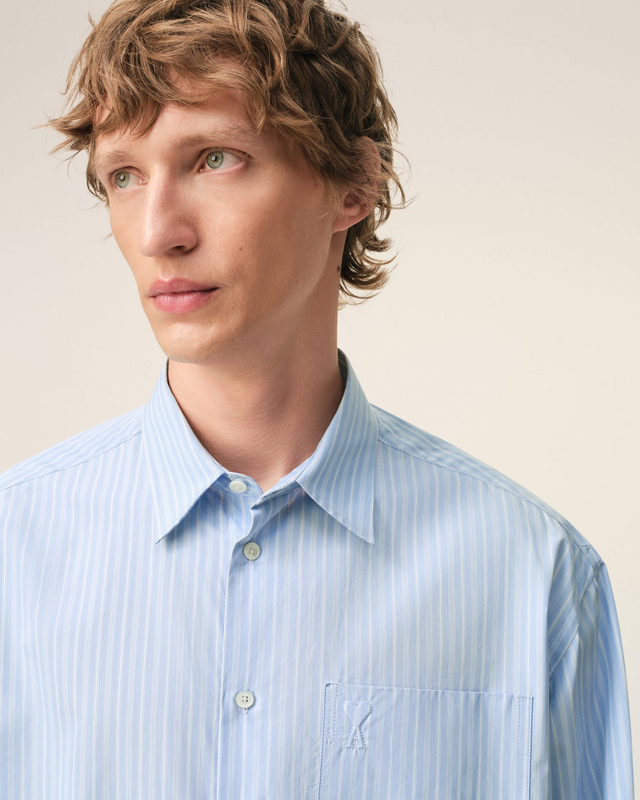 Blue Cotton Long Sleeve Ami De Coeur Boxy Shirt