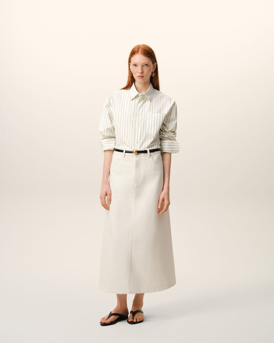 White Striped Cotton Ami De Coeur Boxy Shirt