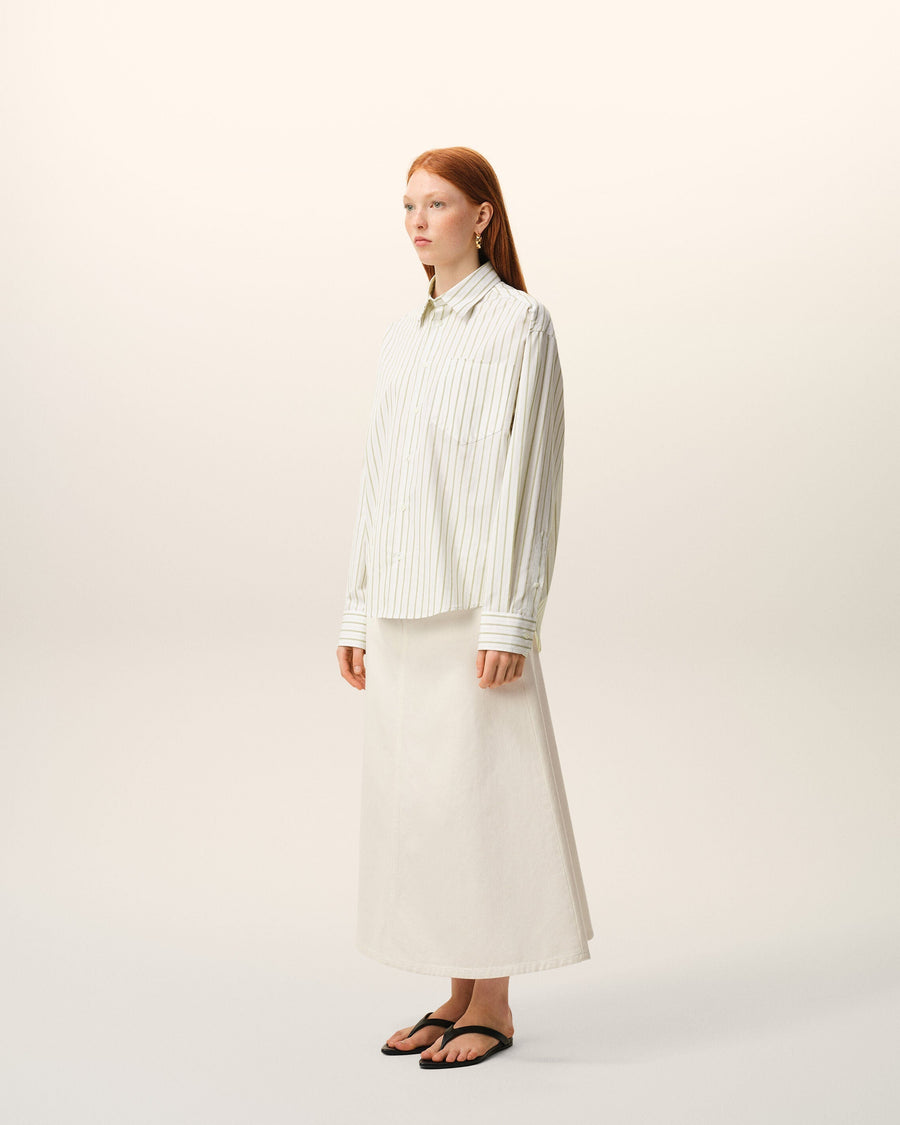 White Striped Cotton Ami De Coeur Boxy Shirt