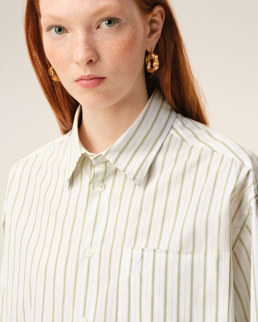 White Striped Cotton Ami De Coeur Boxy Shirt