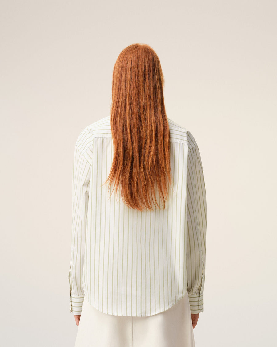 White Striped Cotton Ami De Coeur Boxy Shirt