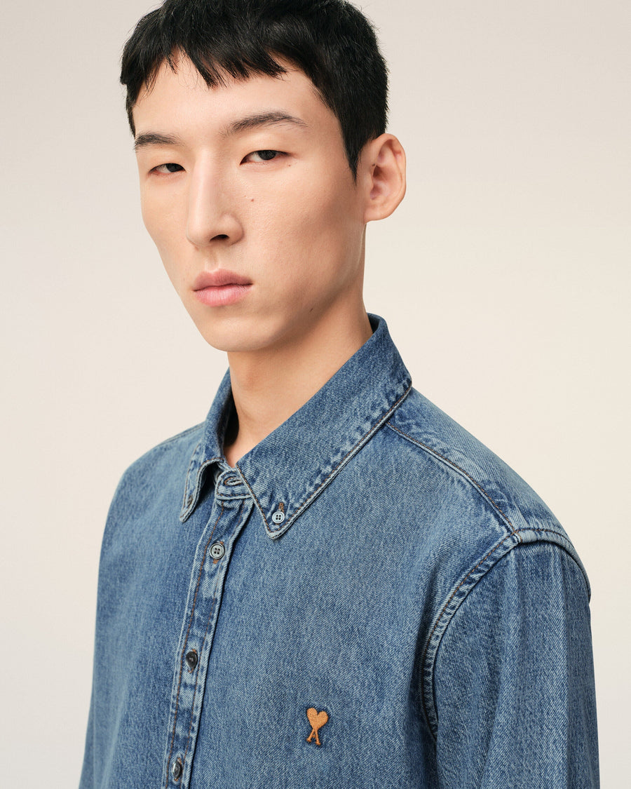 Blue Denim Cotton Ami De Coeur Shirt