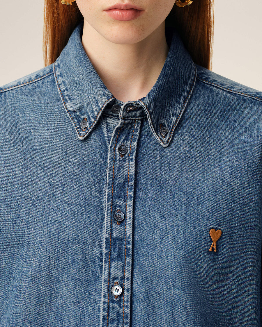 Blue Denim Cotton Ami De Coeur Shirt