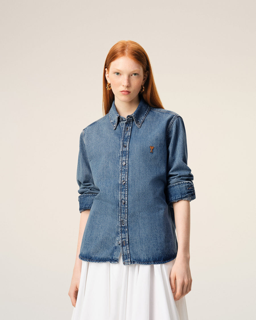 Blue Denim Cotton Ami De Coeur Shirt