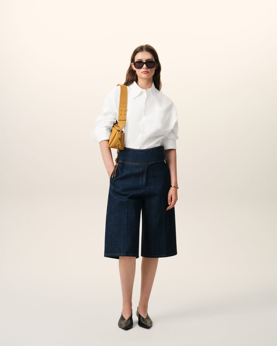 White Cotton Sharp Collar Ami De Coeur Wide Shirt