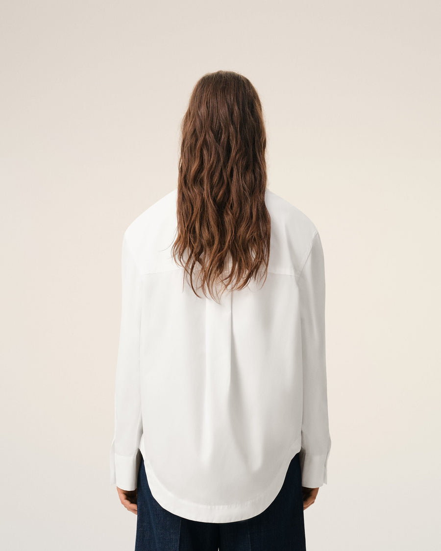 White Cotton Sharp Collar Ami De Coeur Wide Shirt