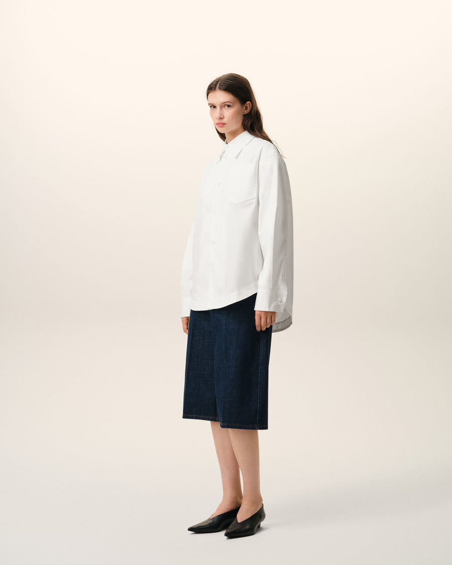 White Cotton Sharp Collar Ami De Coeur Wide Shirt