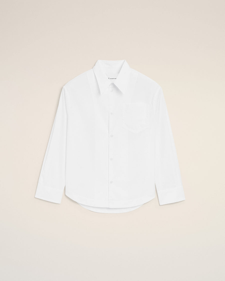 White Cotton Sharp Collar Ami De Coeur Wide Shirt