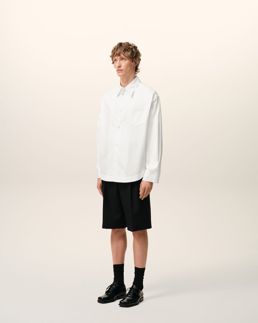 White Cotton Sharp Collar Ami De Coeur Wide Shirt