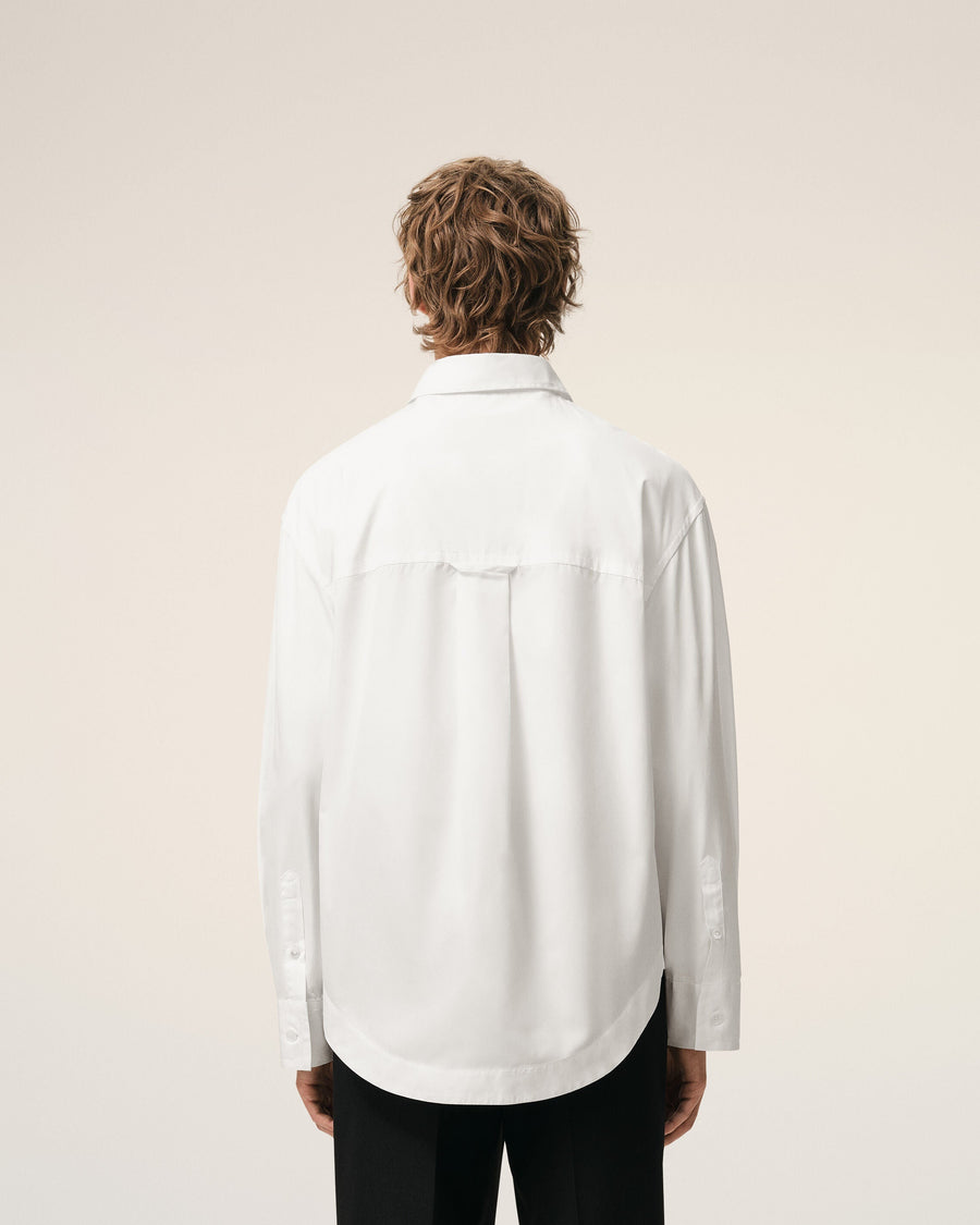 White Cotton Sharp Collar Ami De Coeur Wide Shirt
