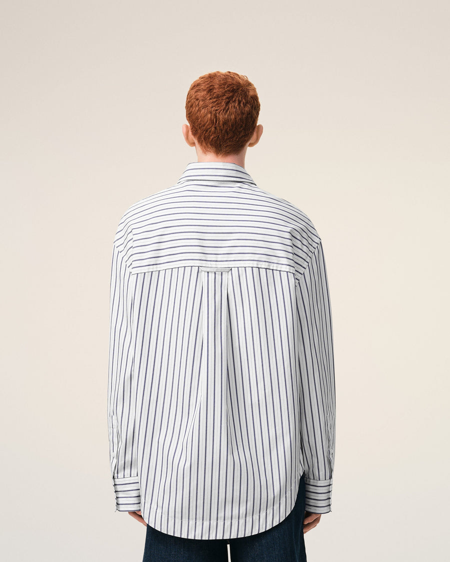 White Striped Cotton Ami De Coeur Wide Shirt