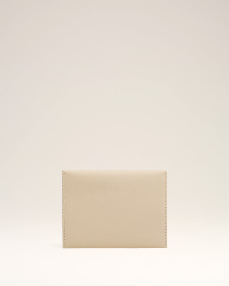Beige Leather Carrousel Folded Card Holder