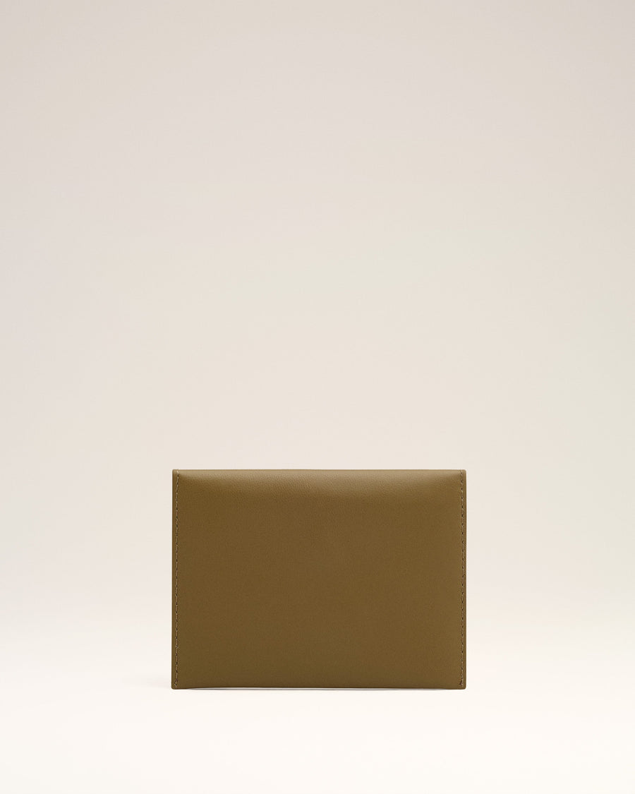 Khaki Leather Carrousel Folded Card Holder