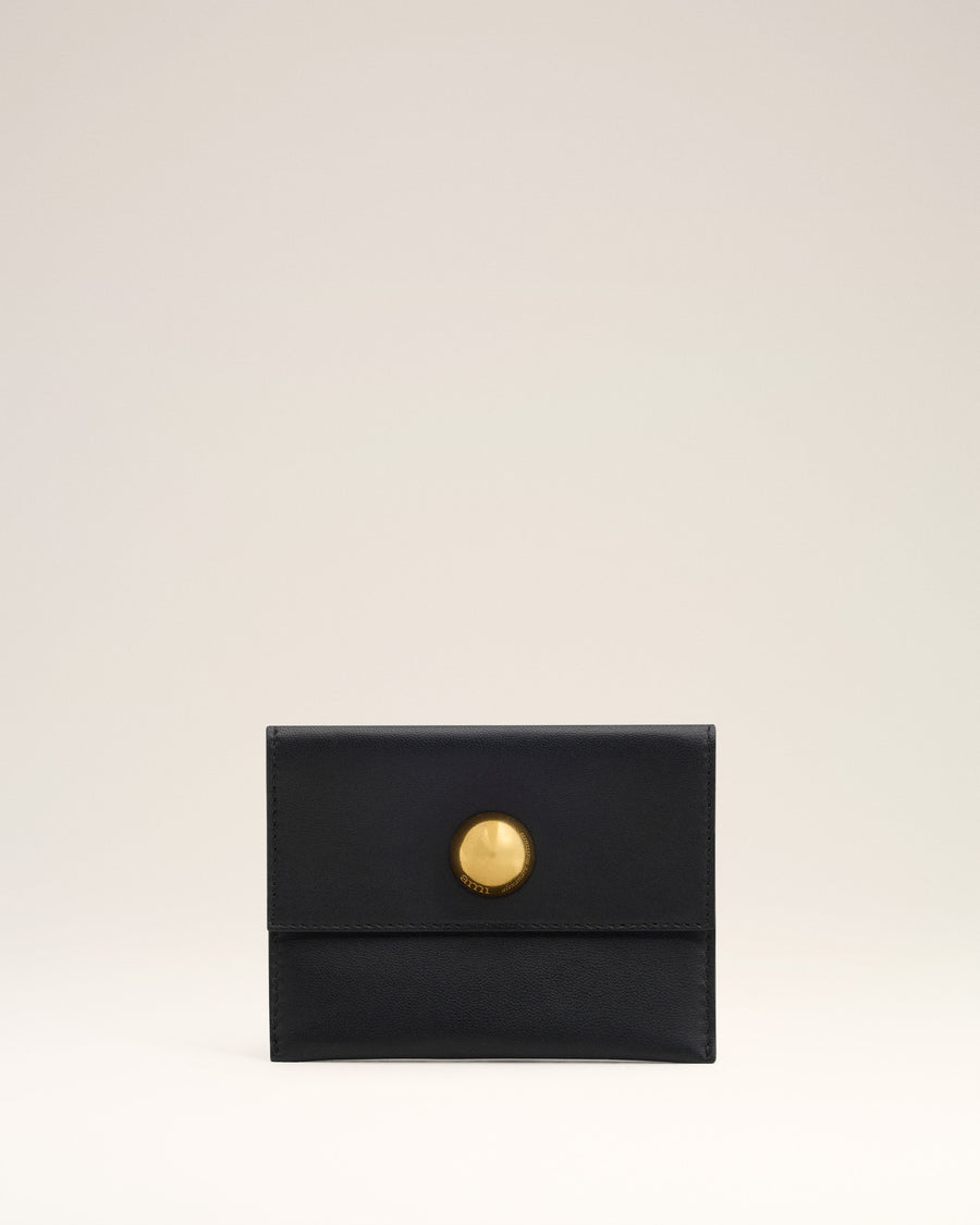 Black Leather Carrousel Folded Card Holder