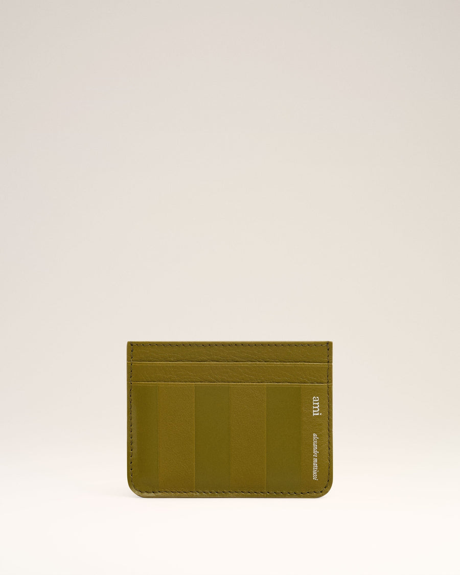 Khaki Leather Midi Card Holder