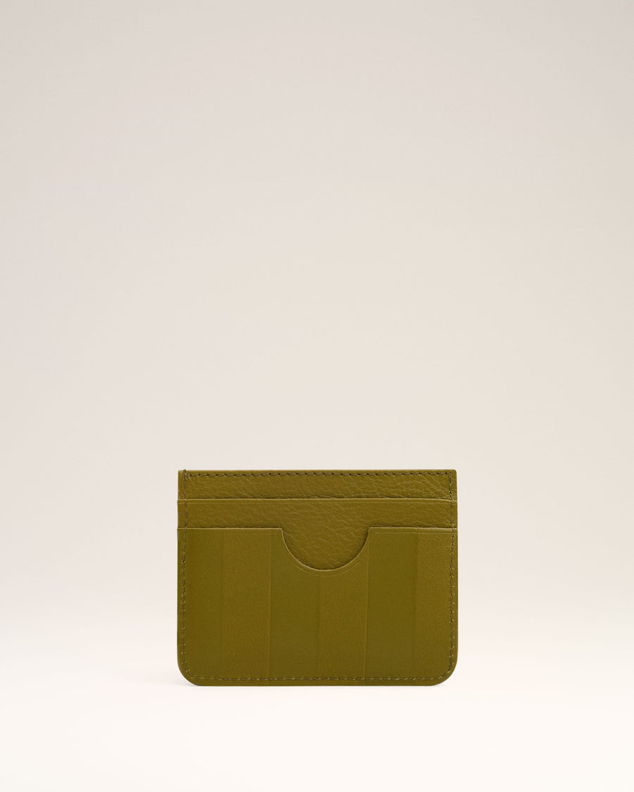 Khaki Leather Midi Card Holder