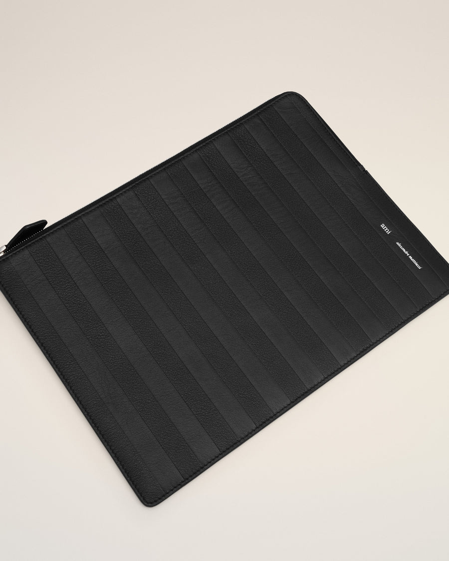 Black Leather Midi Document Holder