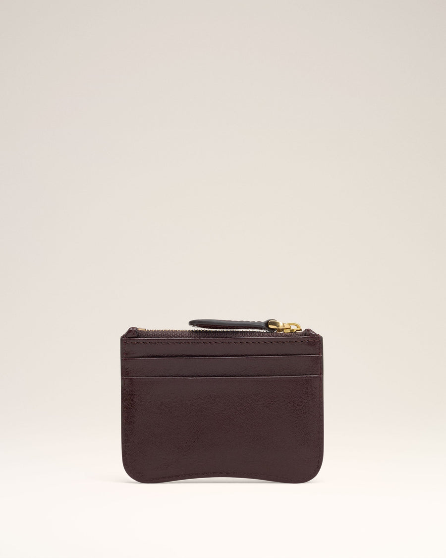 Burgundy Leather Paris Paris Zipped Card Holder