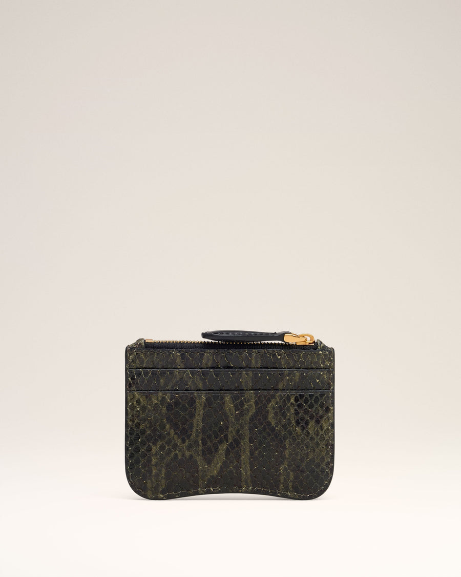 Green Leather Zipped Card Holder
