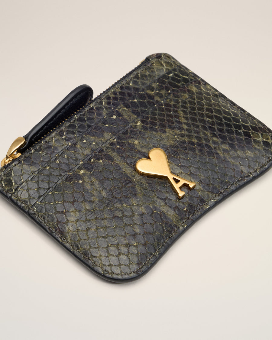 Green Leather Zipped Card Holder