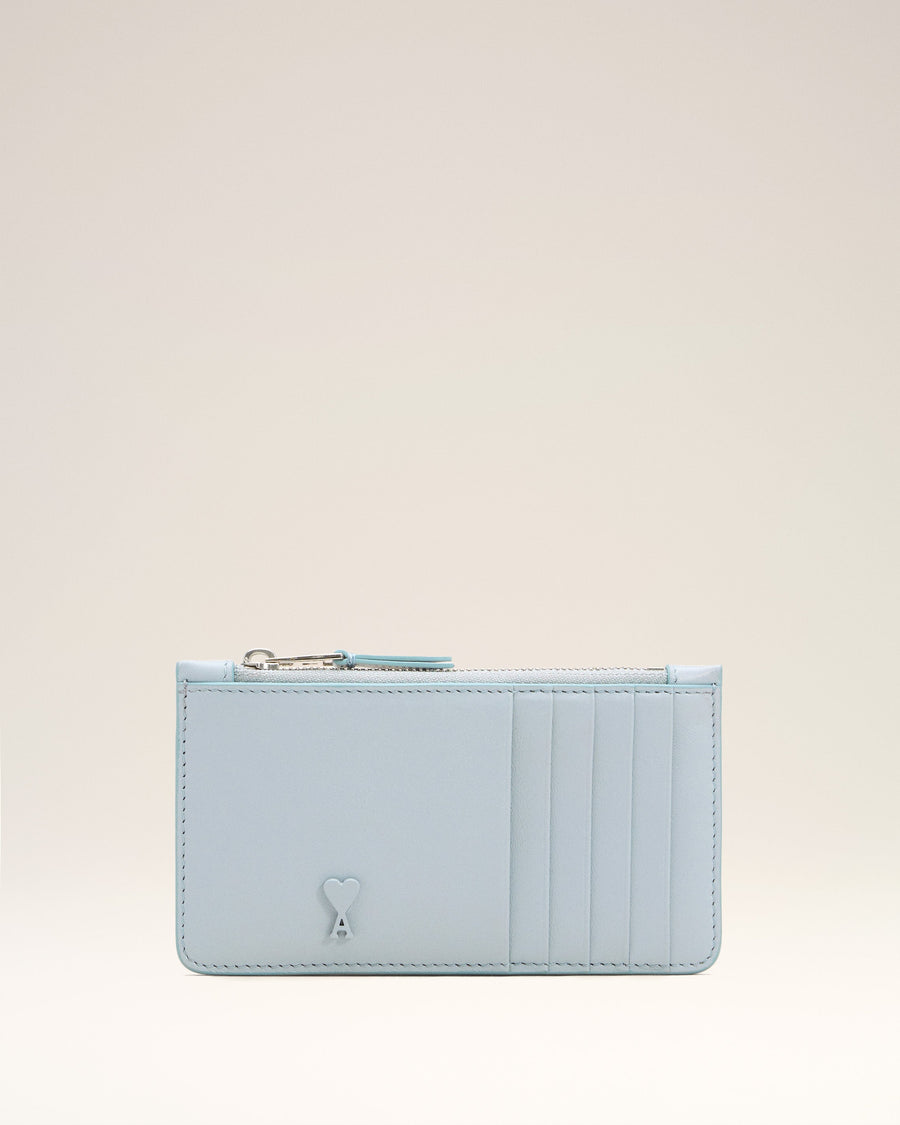 Blue Smooth Leather Ami De Coeur Zipped Card Holder