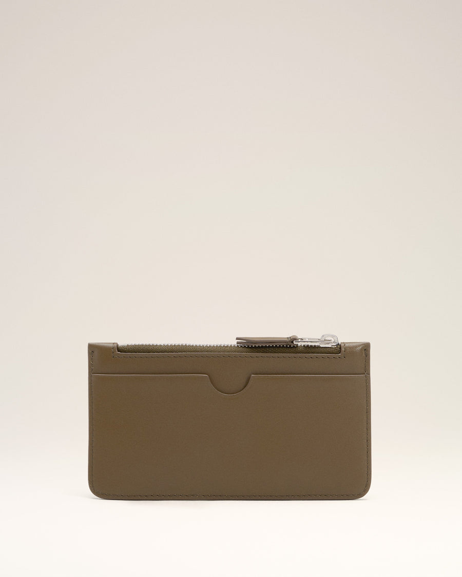 Green Smooth Leather Ami De Coeur Zipped Card Holder