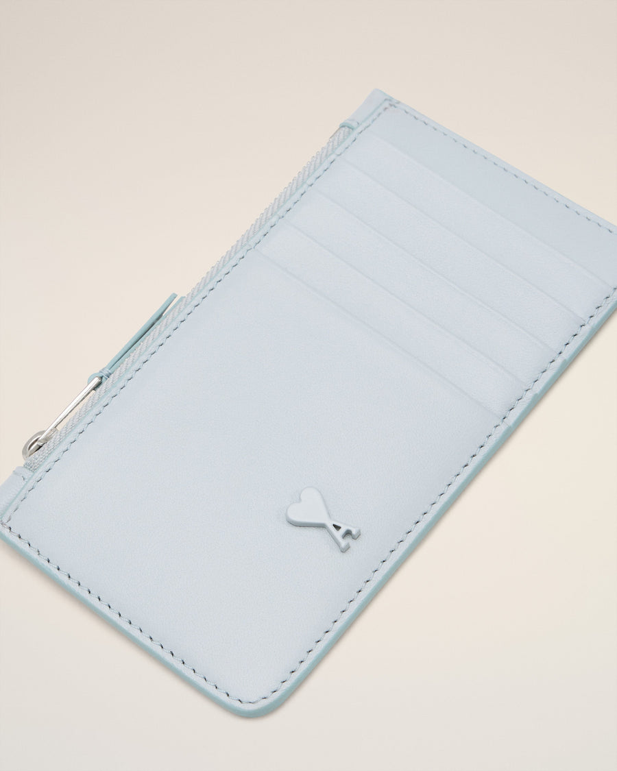 Blue Smooth Leather Ami De Coeur Zipped Card Holder