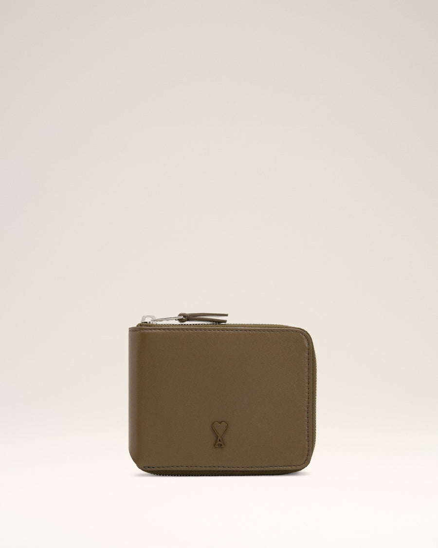 Green Smooth Leather Ami De Coeur Compact Wallet
