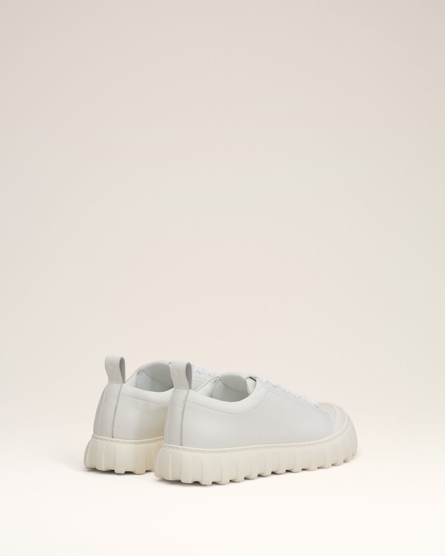 White Leather Low Top Tempo Sneakers