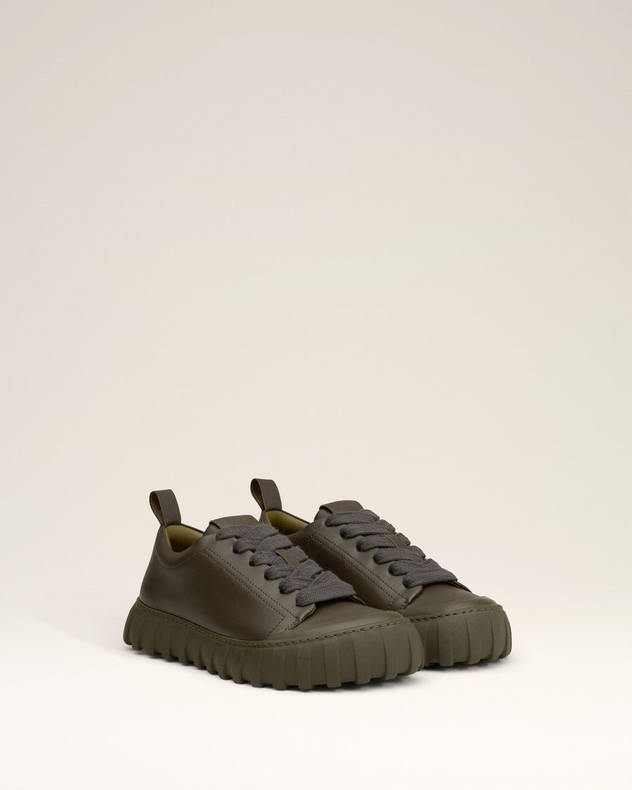 Green Leather Low Top Tempo Sneakers