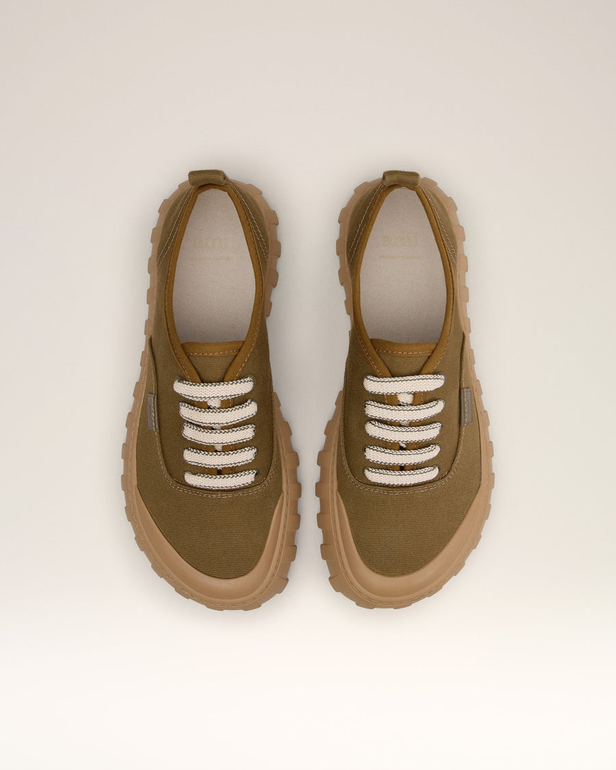Khaki Cotton Low Top Tempo Canvas Sneakers
