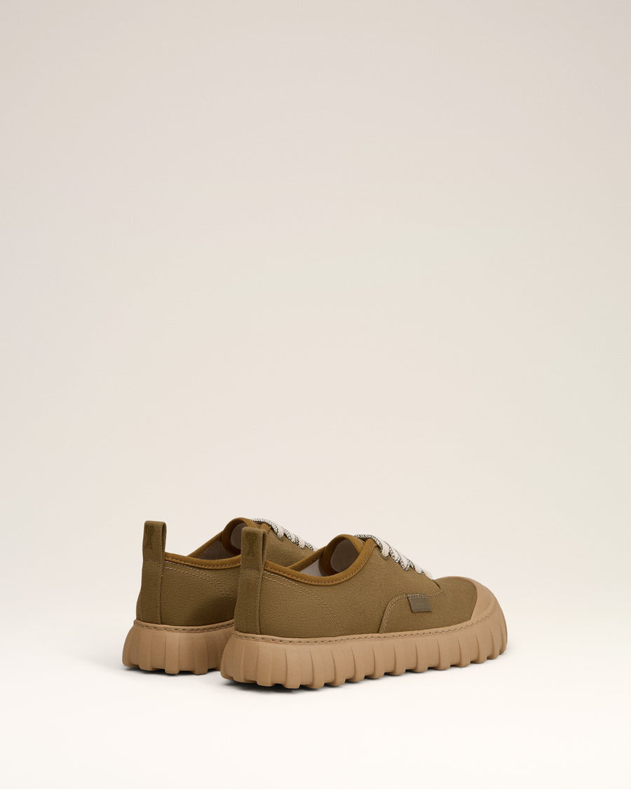 Khaki Cotton Low Top Tempo Canvas Sneakers