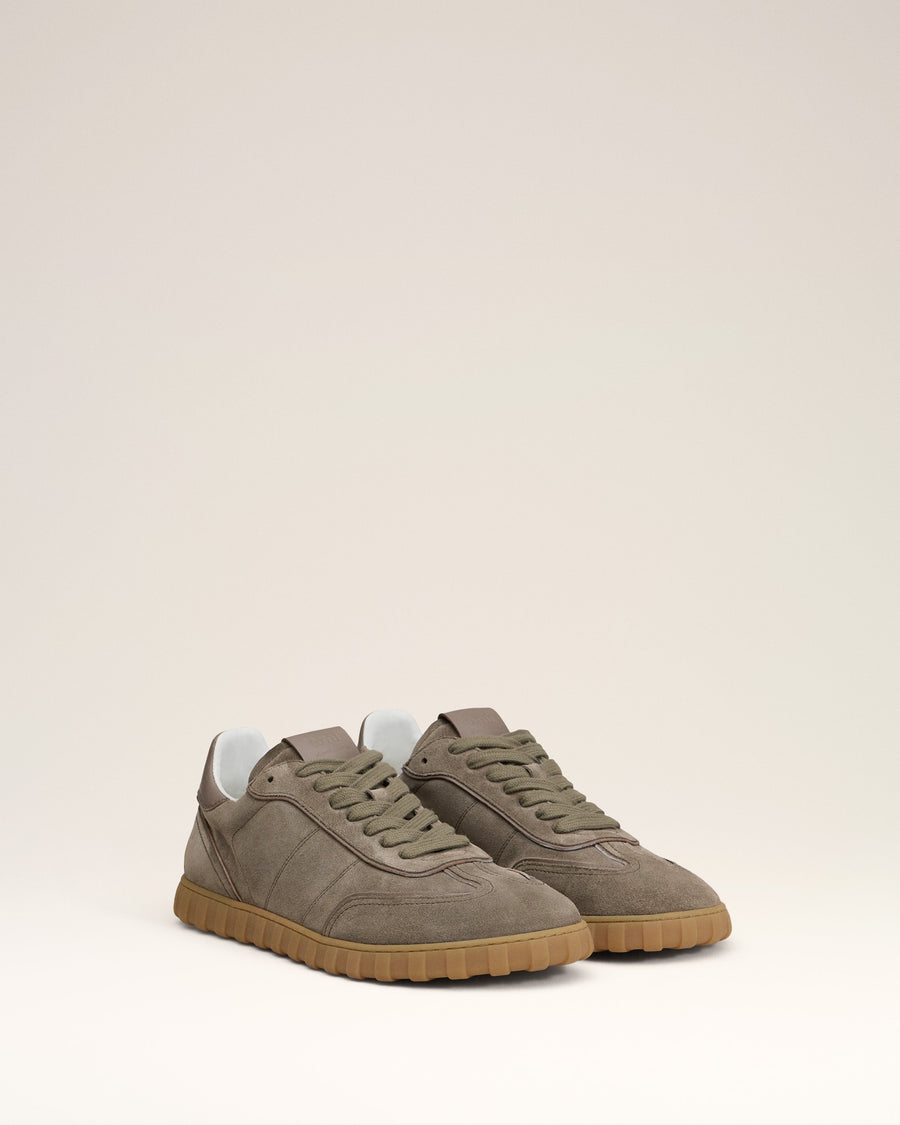 Beige Leather Low Top Step Sneakers