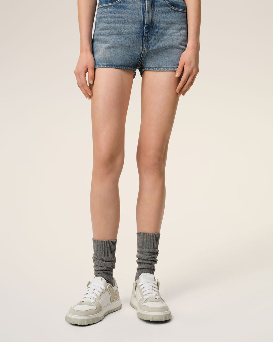Grey Leather Low Top Walk Sneakers