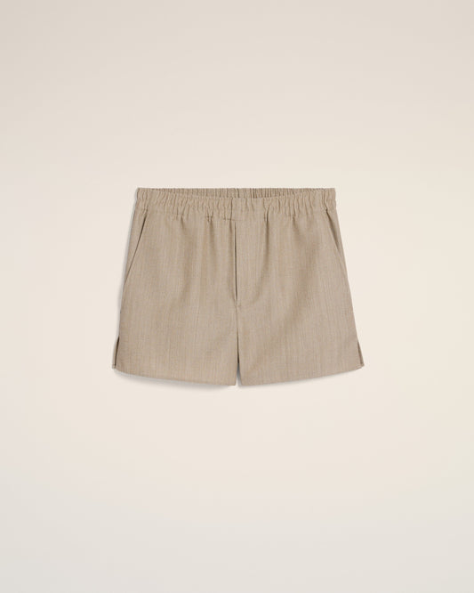 Beige Wool Elasticated Short
