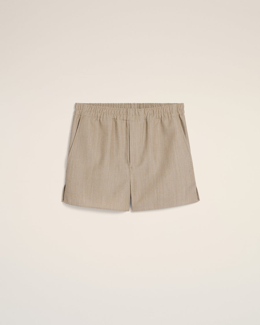 Beige Wool Elasticated Short