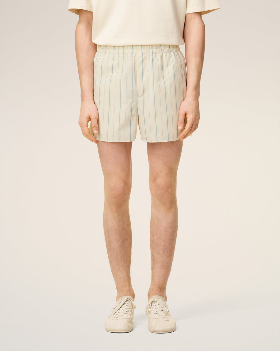 Beige Cotton Striped Short