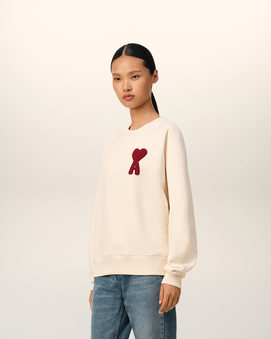 Beige Cotton Ami de Coeur Patch Sweatshirt