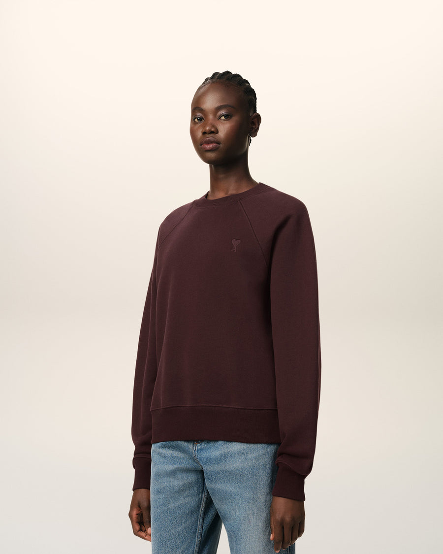 Burgundy Cotton Tonal Ami de Coeur Sweatshirt