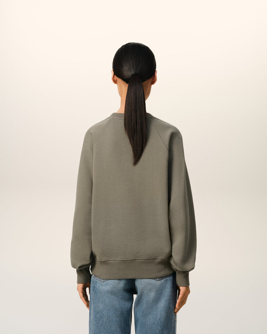 Taupe Cotton Tonal Ami de Coeur Sweatshirt
